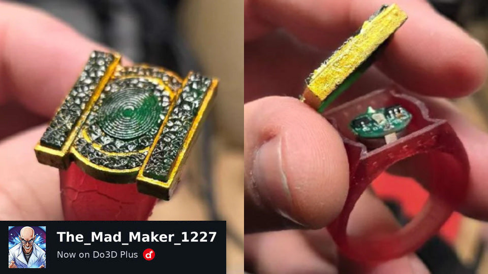 Closed and opened Mad Maker ring with The Mad Maker 1227 and Do3D Plus branding