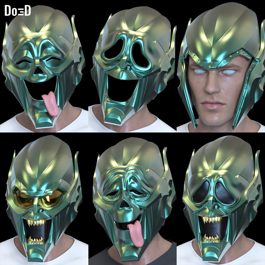 Bundle: Green Goblin Helmet Swappable Wazzup, OG, Smiling | 3D Model #GBW1