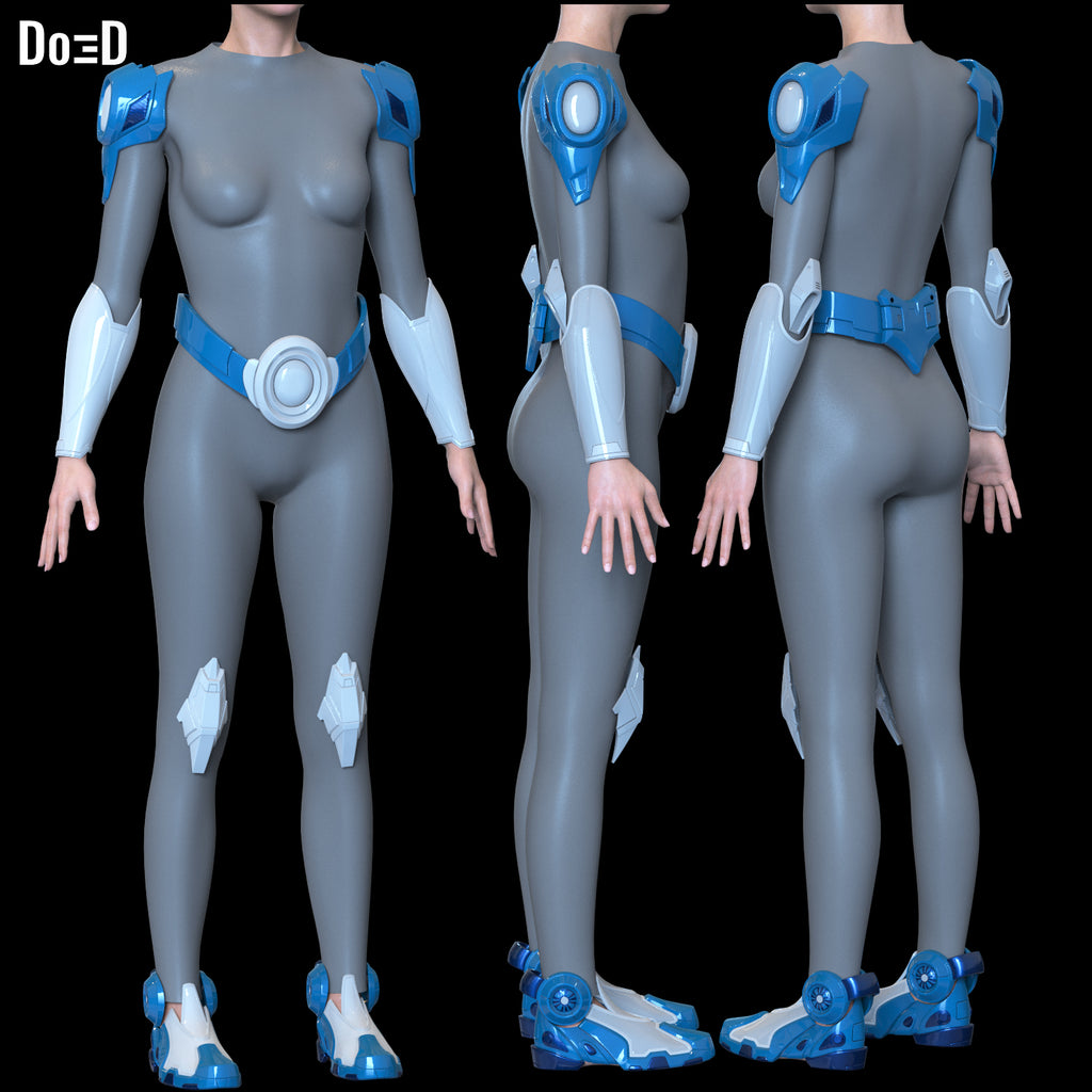 Invisible Woman Rivals Suit Shoulder Belt Boot Gauntlet Armors 3D Model STL #IW4