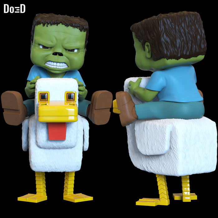 Angry Chicken Jockey Statue Life Size or Any Scale Minecraft Movie 3D Model #CJ1
