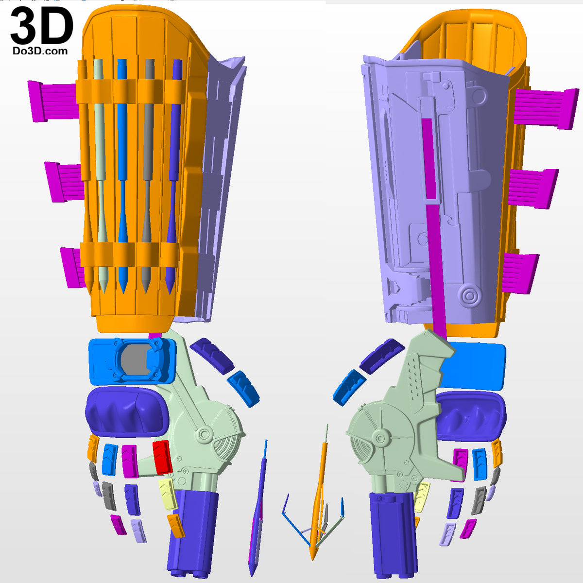 Batman Gauntlet with grapple gun with hinges and slider 3D Printable Model #TB71