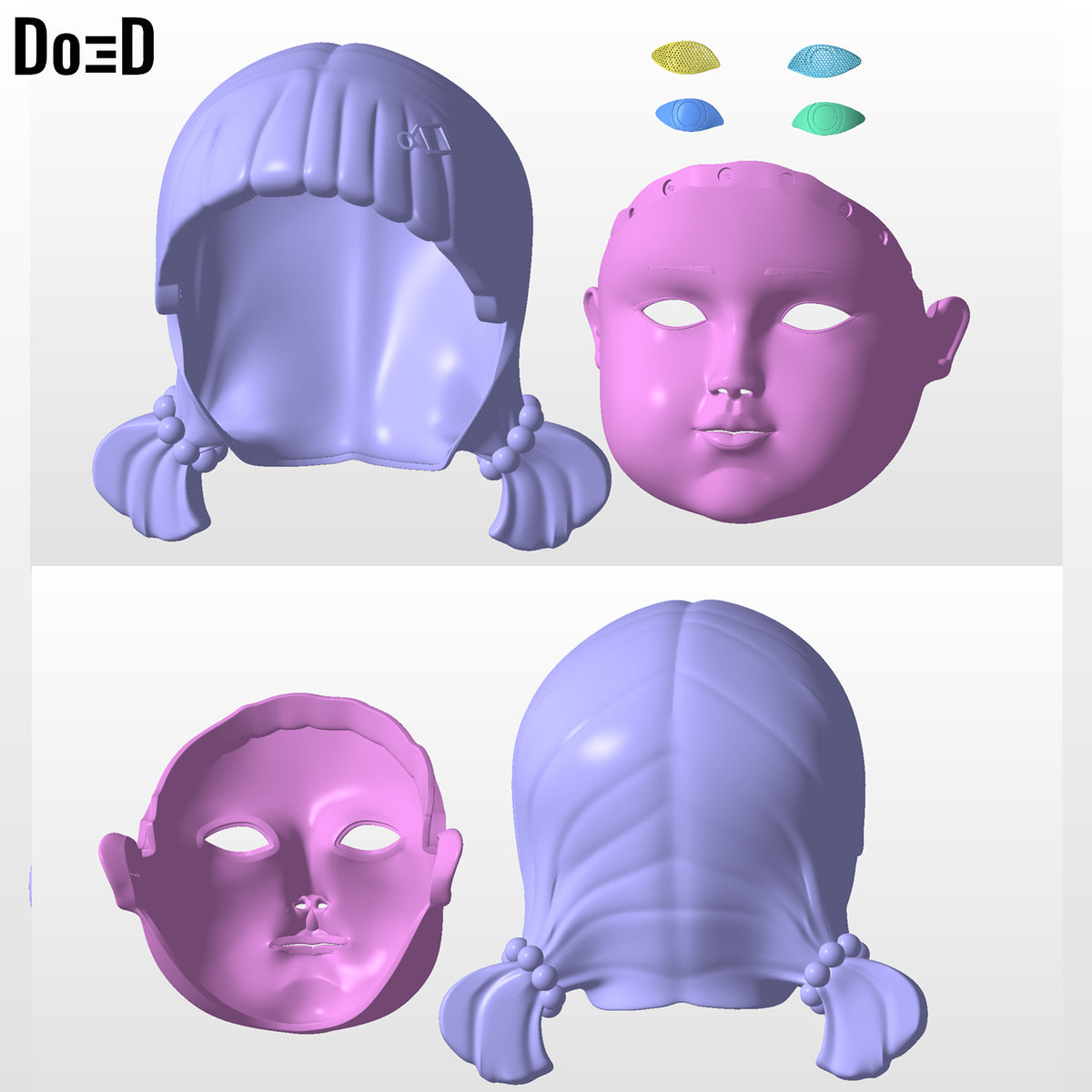 Young-hee The Doll Wearable Helmet Hair & Mask Squid Game 3D Model STL File #Y18