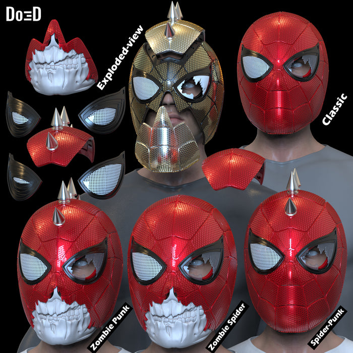 Bundle: Zombie Iron Spider Punk Helmet Spider-man 3D Printable Model STL #ZP32