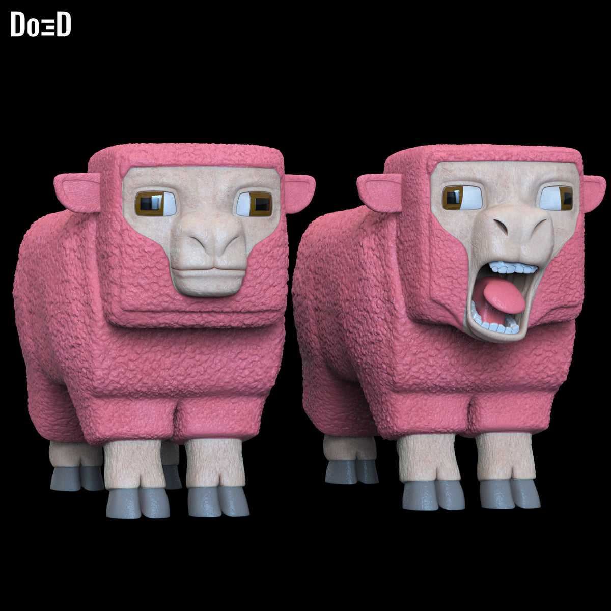 Pink Sheep Statue Life Size Any Scale Figure Minecraft Movie 3D Model STL #PS171