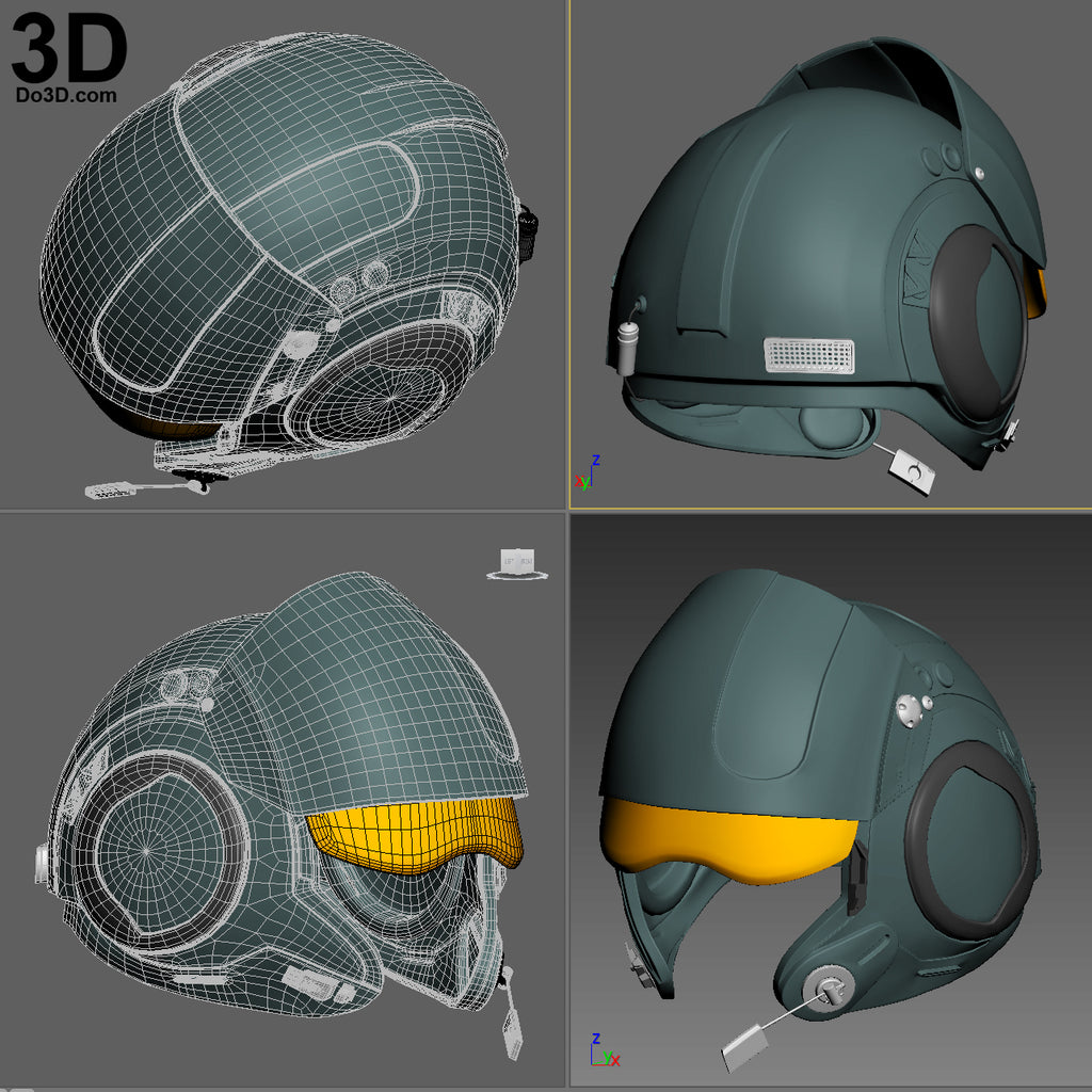 X-Wing Resistance Pilot Poe Dameron Helmet Star Wars TFA, 3D Model Project #244