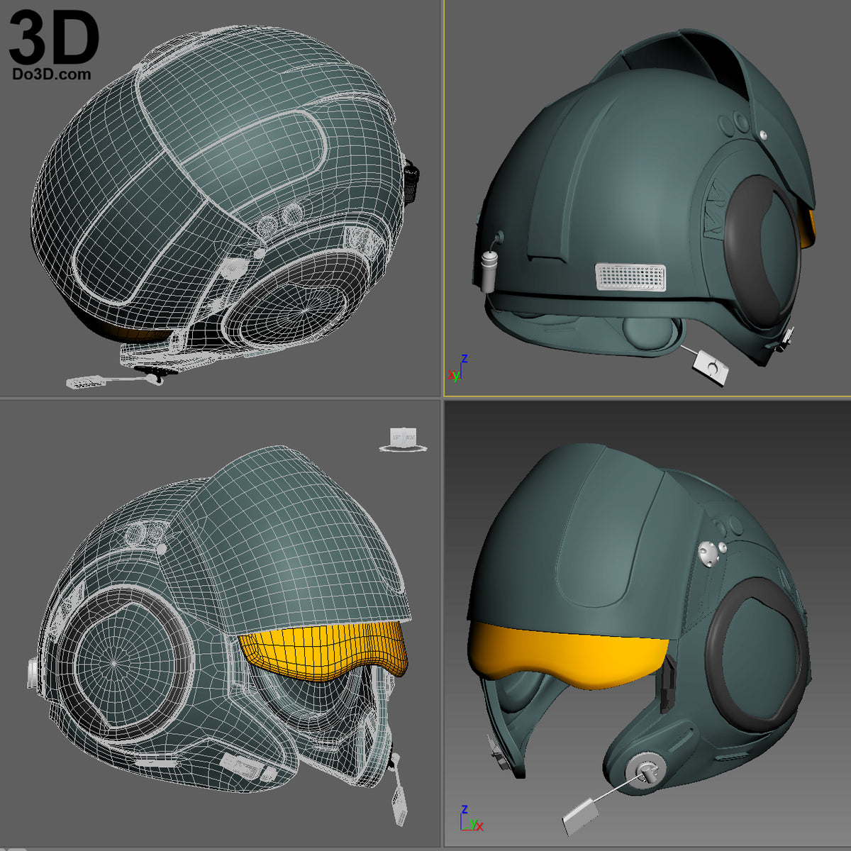 X-Wing Resistance Pilot Poe Dameron Helmet Star Wars TFA, 3D Model Project #244