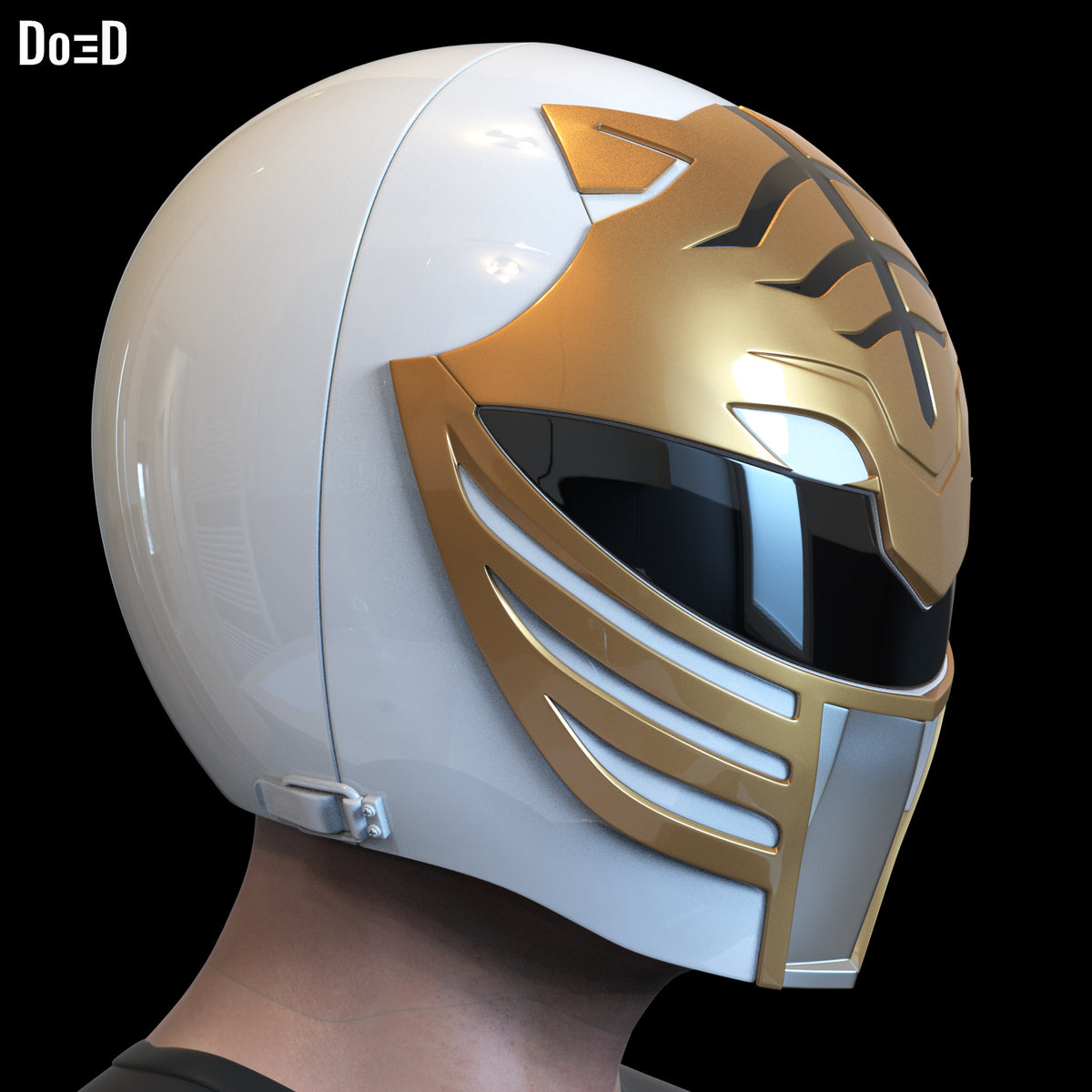 White and Gold Ranger Helmet Mighty Morphin Power Rangers MMPR 3D Model #W55
