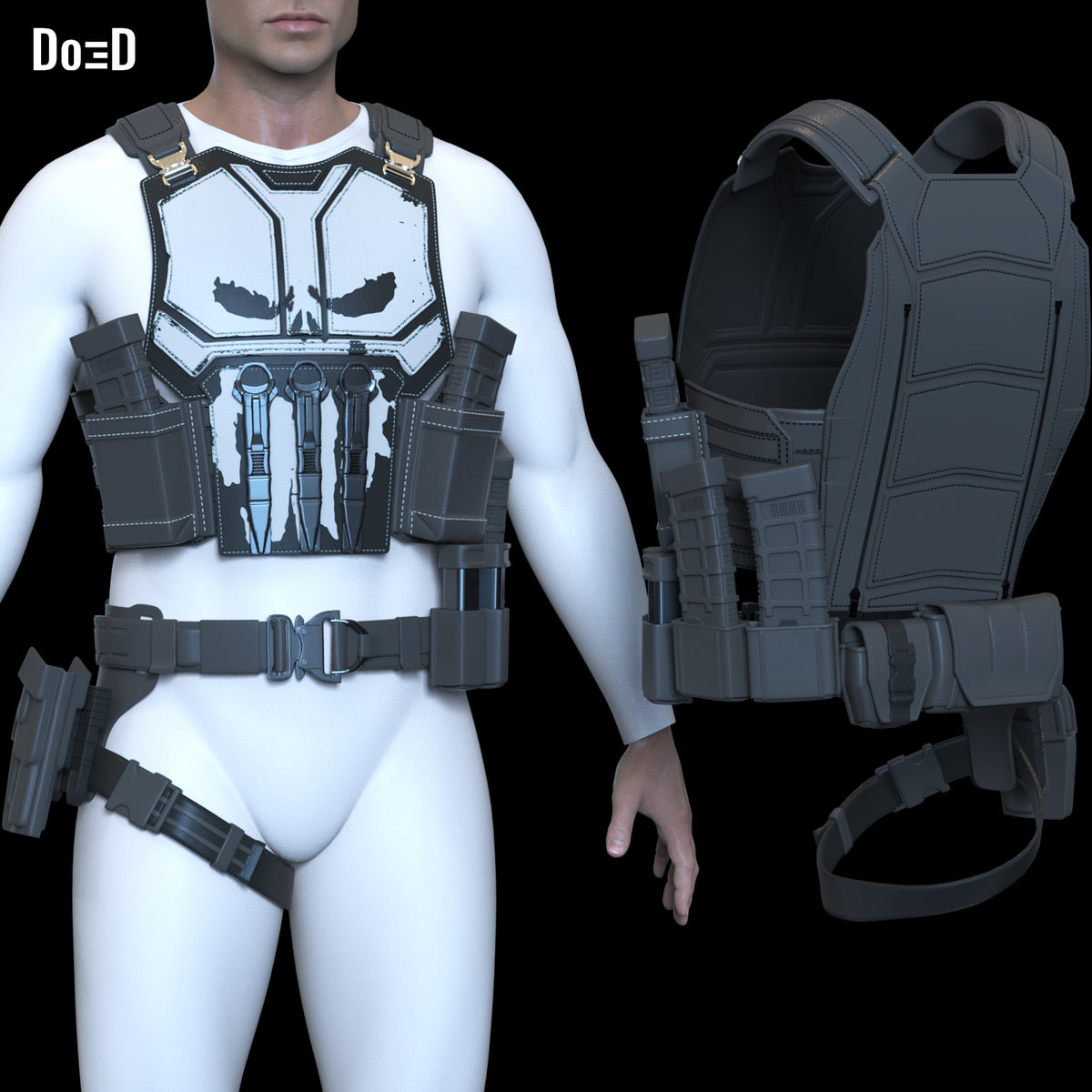 The Punisher Suit/Vest, Belt & Pouches Brand New Day 3D Printable Model STL #TP7