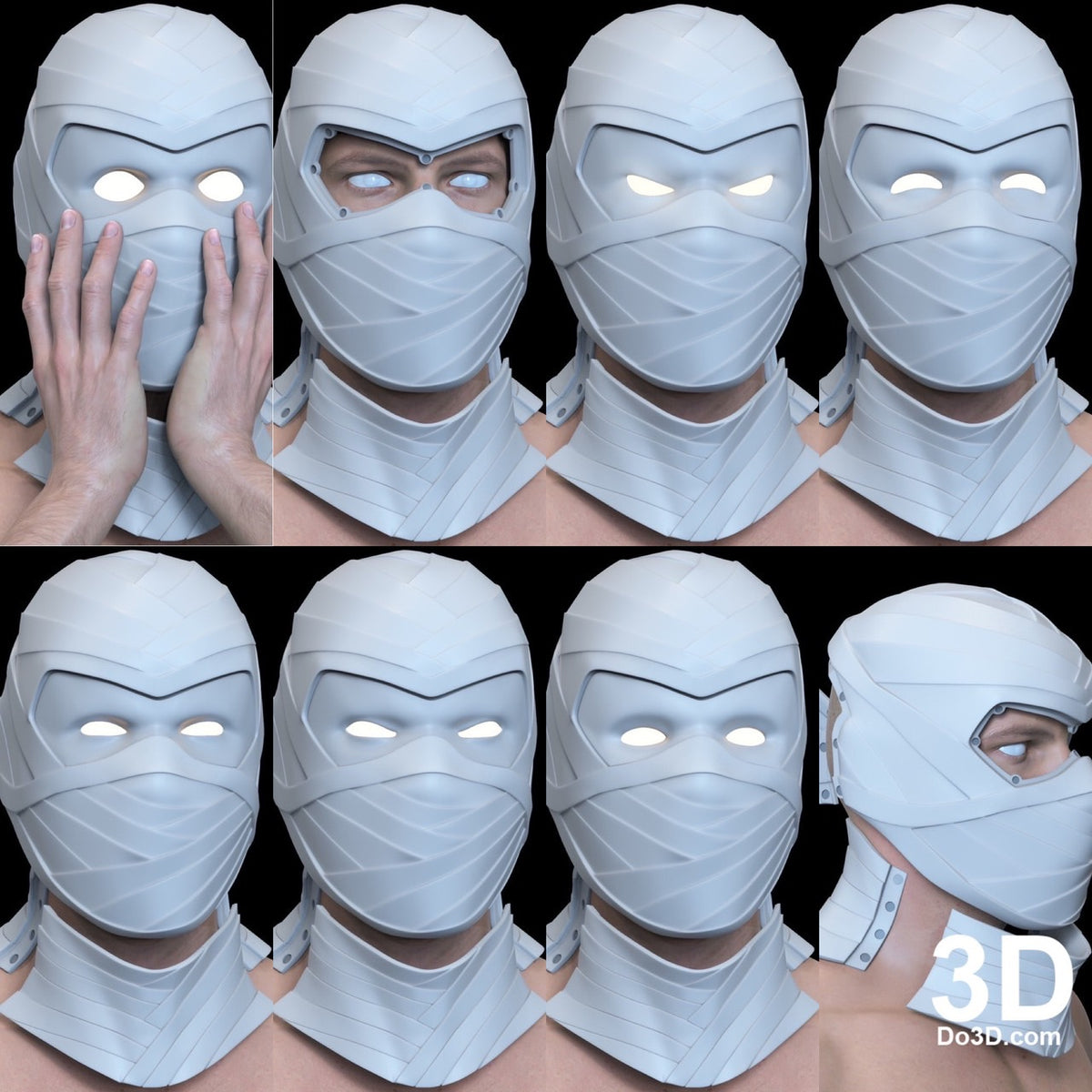 Moon Knight Helmet / Face Shell with Swappable Eyes | 3D Printable Model #M157