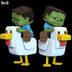 Smiley Chicken Jockey Statue Life Size or Any Scale Minecraft Movie 3D Model #CJ