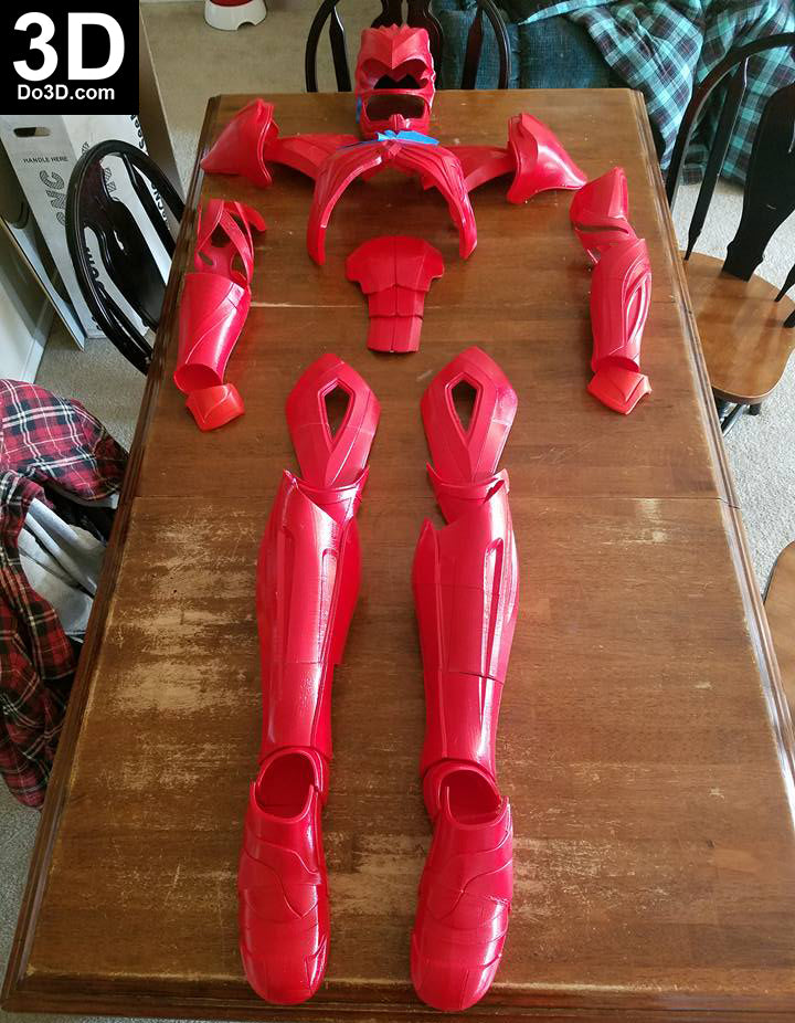 3D Printable Model: Red Ranger 2017 Power Rangers Helmet + Full Armor STL #2276