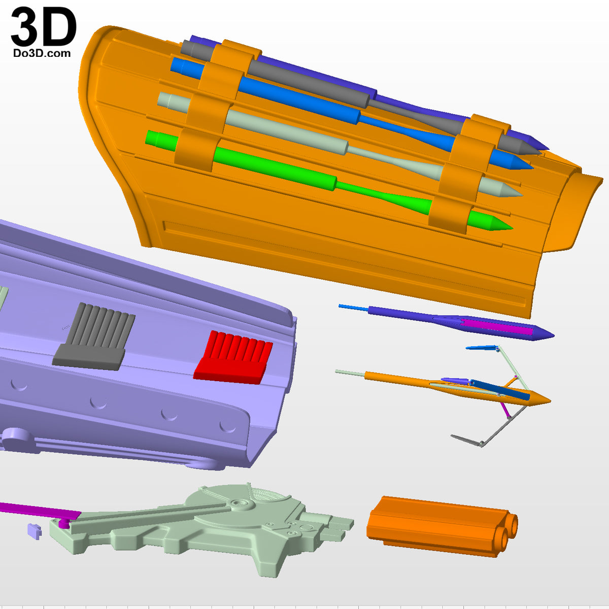 Batman Gauntlet with grapple gun with hinges and slider 3D Printable Model #TB71