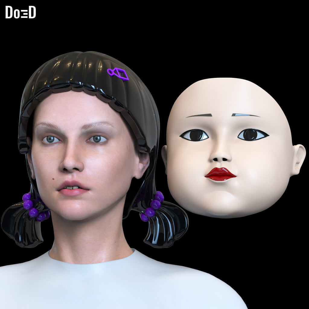 Young-hee The Doll Wearable Helmet Hair & Mask Squid Game 3D Model STL File #Y18