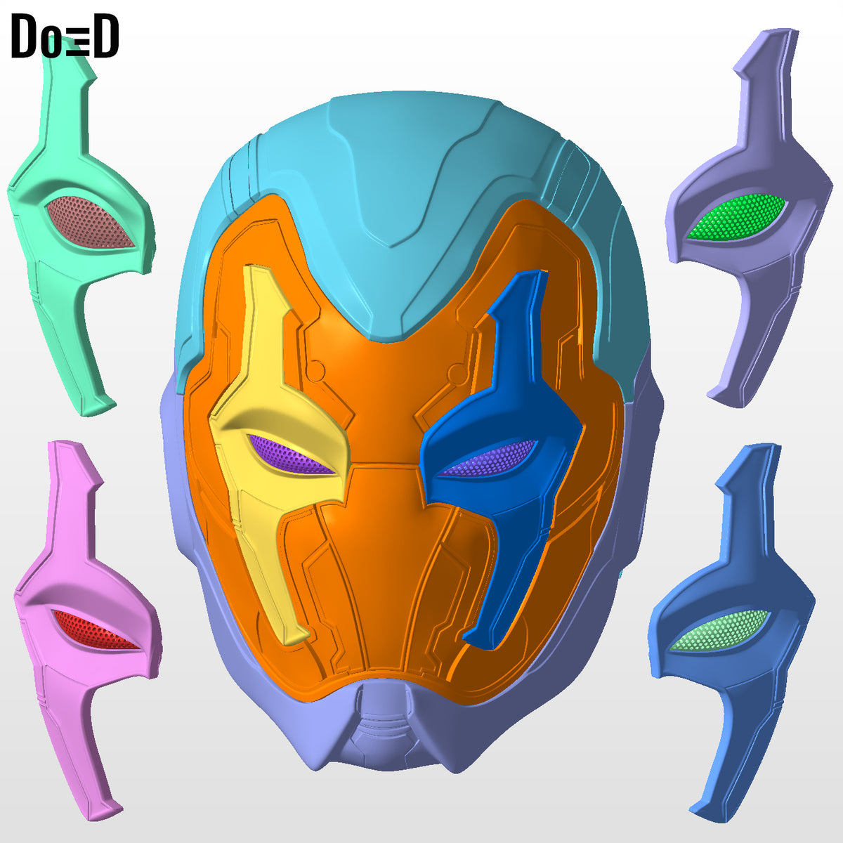 Bundle Blue Beetle Helmet V2 + Battle Damages Skull 3D Printable Model STL #SB25