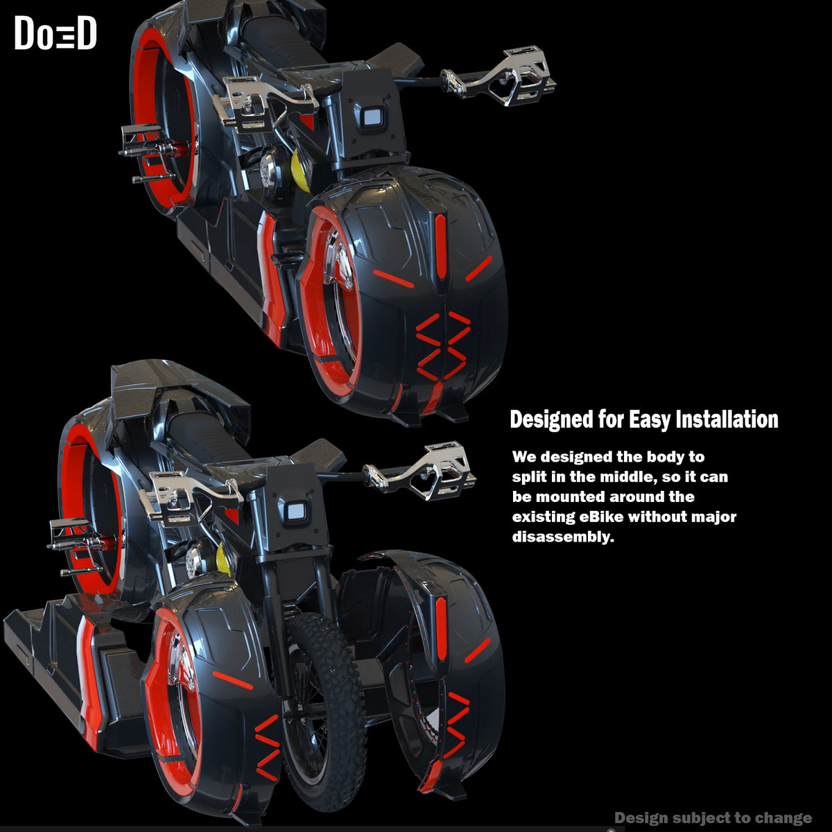 Do3D LED Cycle eBike Conversion Kit STL Pack Lightcle Tron 3D Print Model #LE332