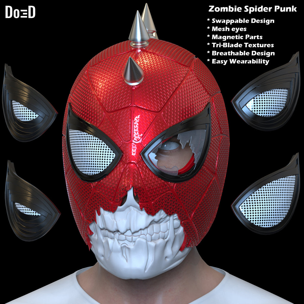 Zombie Spider Punk Helmet Spider-man 3D Printable Model STL #ZP33