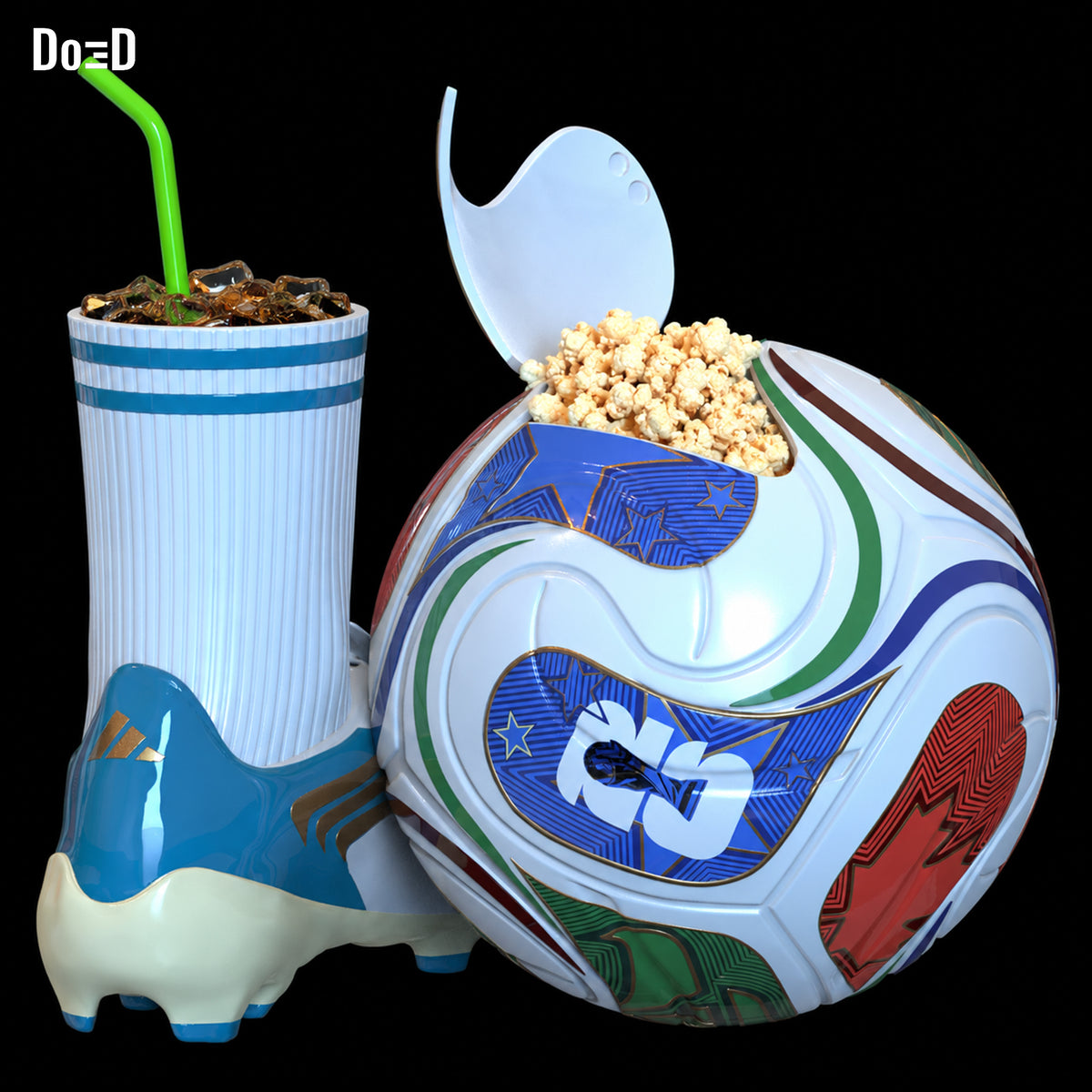 World Cup Snack Combo Popcorn Bucket & Drink Container Messi Cleats 3D Model #WC