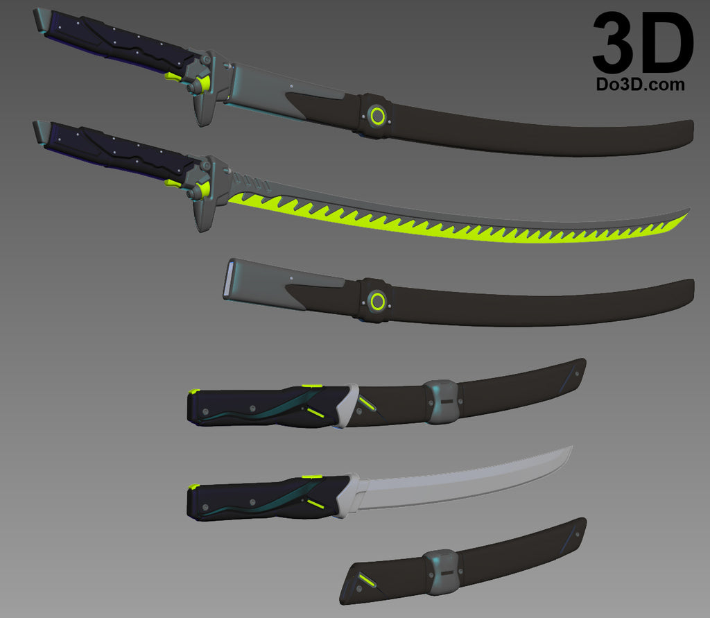 Genji Overwatch Full Body Armor Swords, Helmet, Suit | 3D Model Project #1511