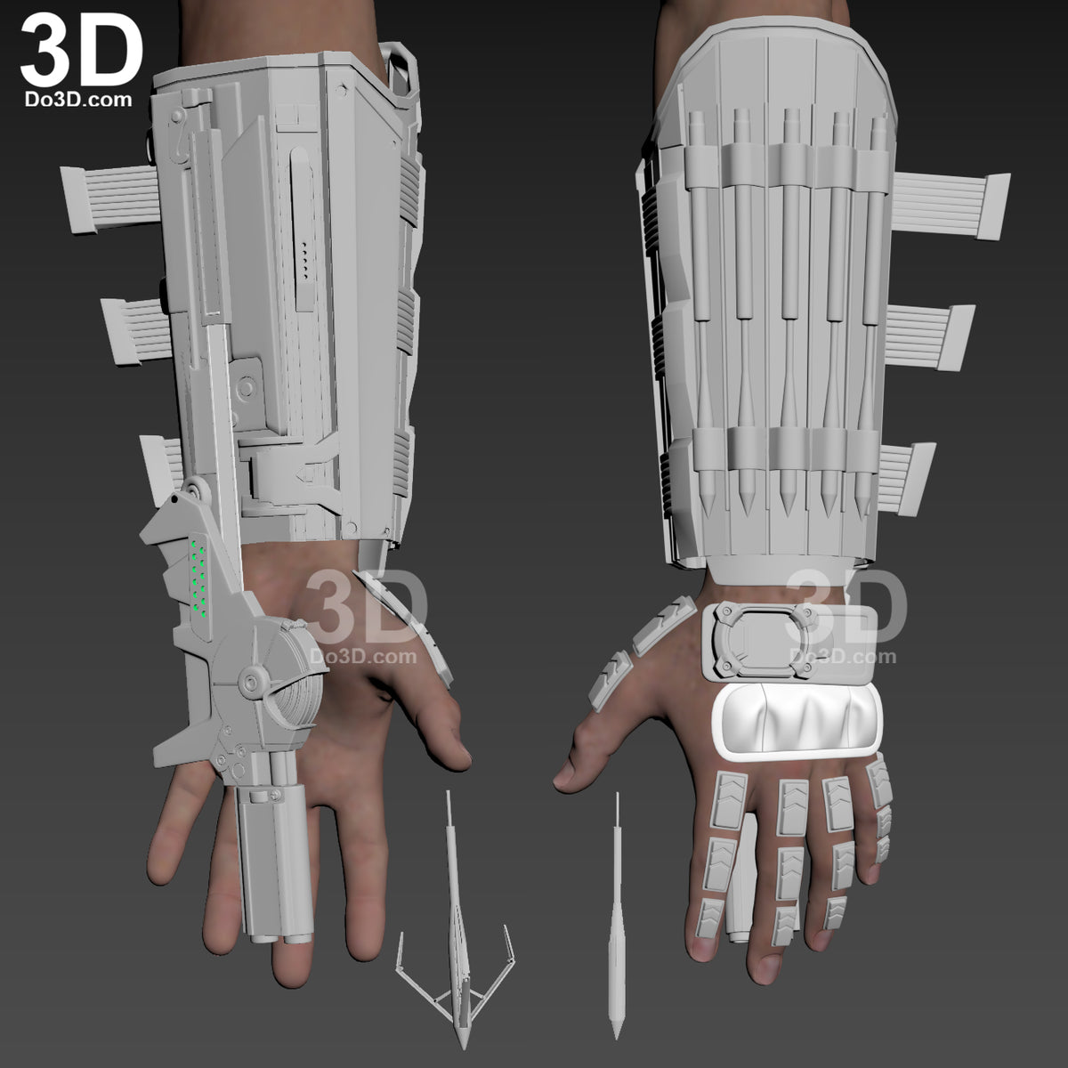 Batman Gauntlet with grapple gun with hinges and slider 3D Printable Model #TB71