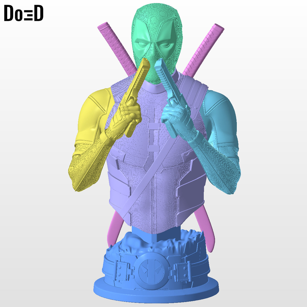 Gun Sniffing Deadpool Bust Life Size 1:1 Statue Figure 3DPrintable Model #DS155