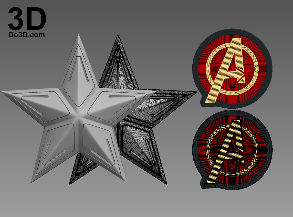 Captain America Shoulder Armor, Chest Star Avengers Emblem | 3D Project #640
