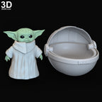 The Child Baby Yoda Statue in Crib Basket Mandalorian | 3D Printable Model #6314