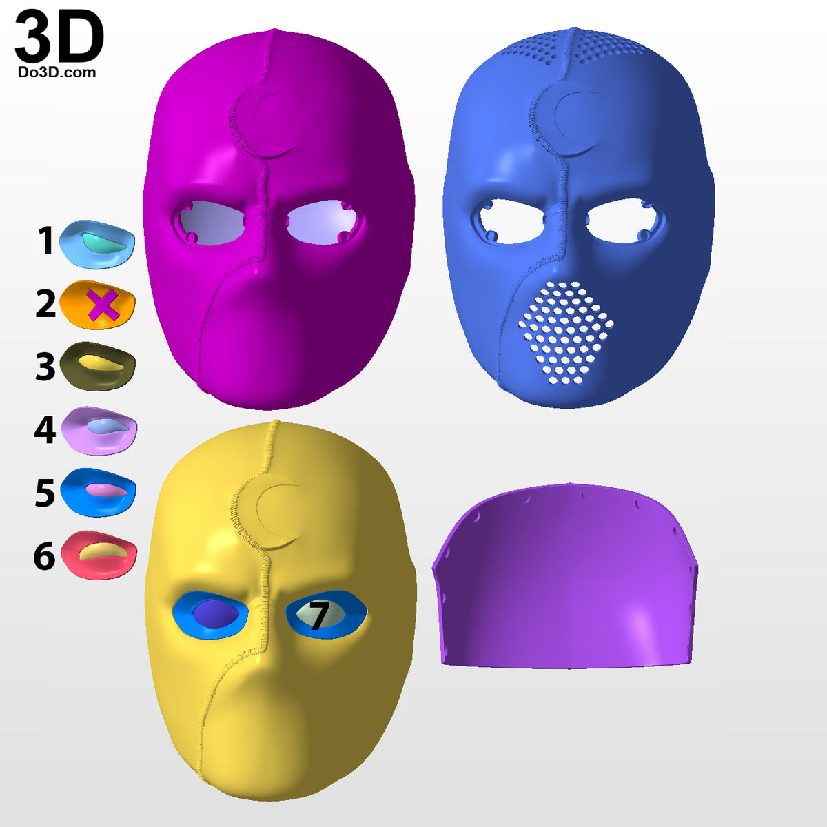 Mister Knight Variant Face Shell with Swappable Eyes 3D Printable Model #MS91