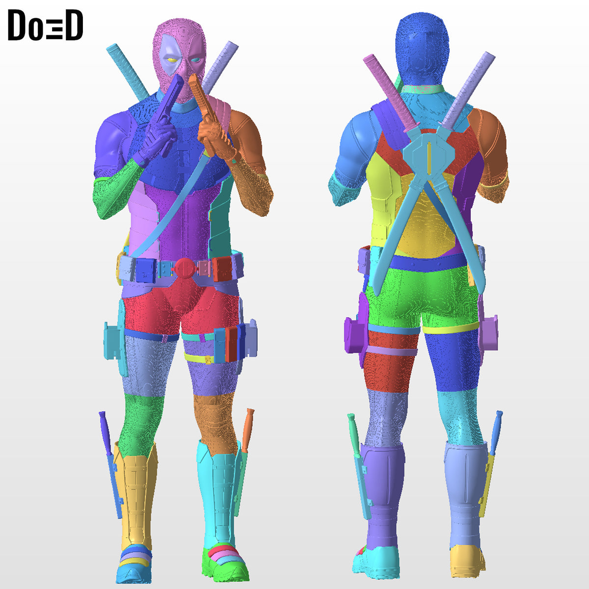 Gun Sniffing Deadpool Life Size 1:1 Statue Figure 3D Printable Model #DSF23