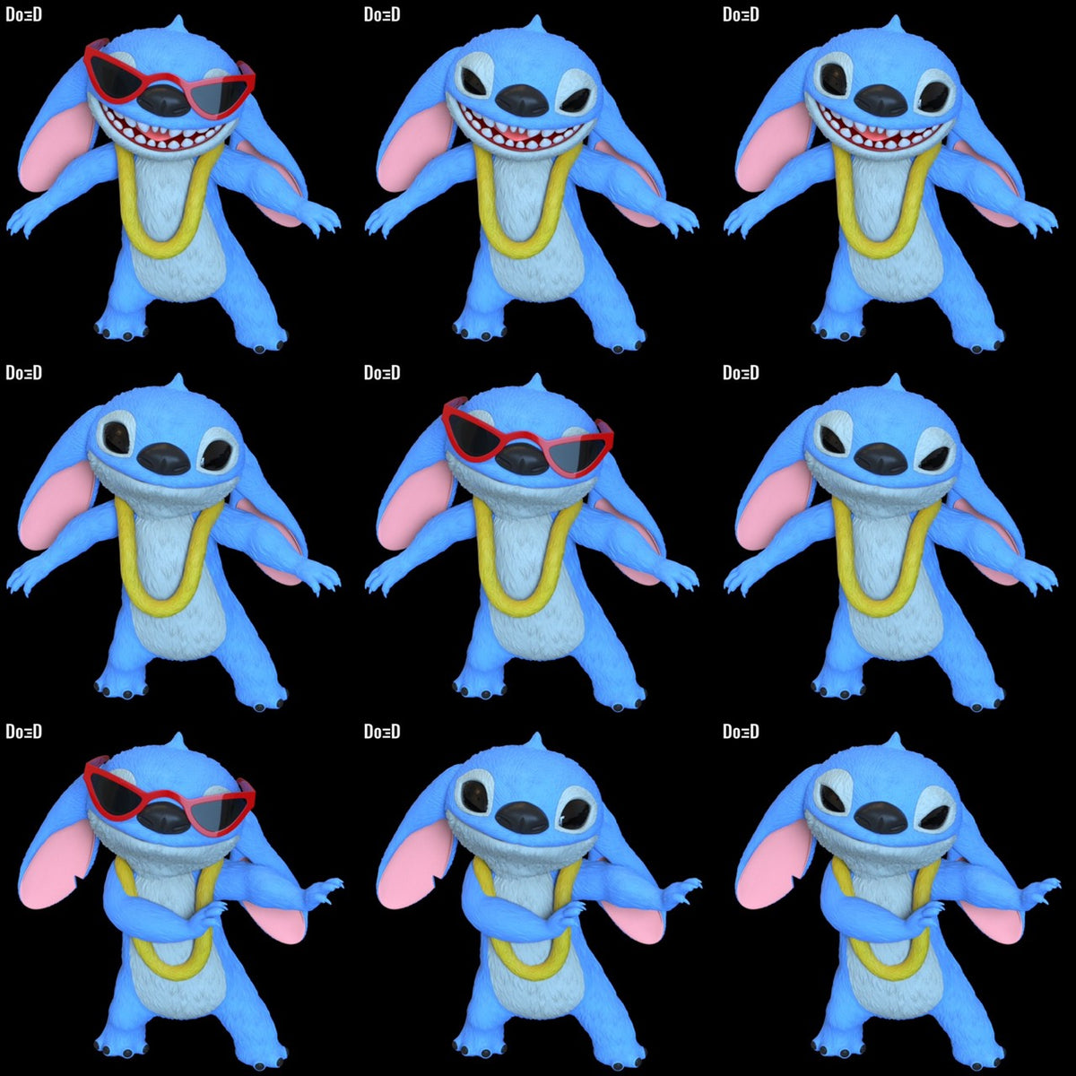 Stitch Life-Size 1:1 Scale Standing Statue Swappable Hula, Surfing Poses ST#SS16