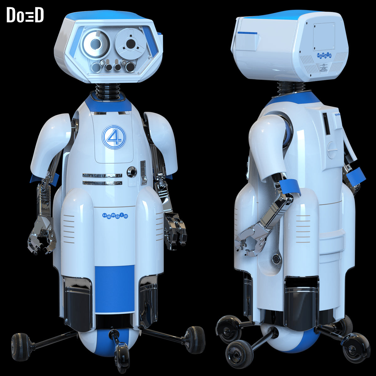 H.E.R.B.I.E. Robot Fantastic Four HERBIE Life Size Figure 3D Model #HF1