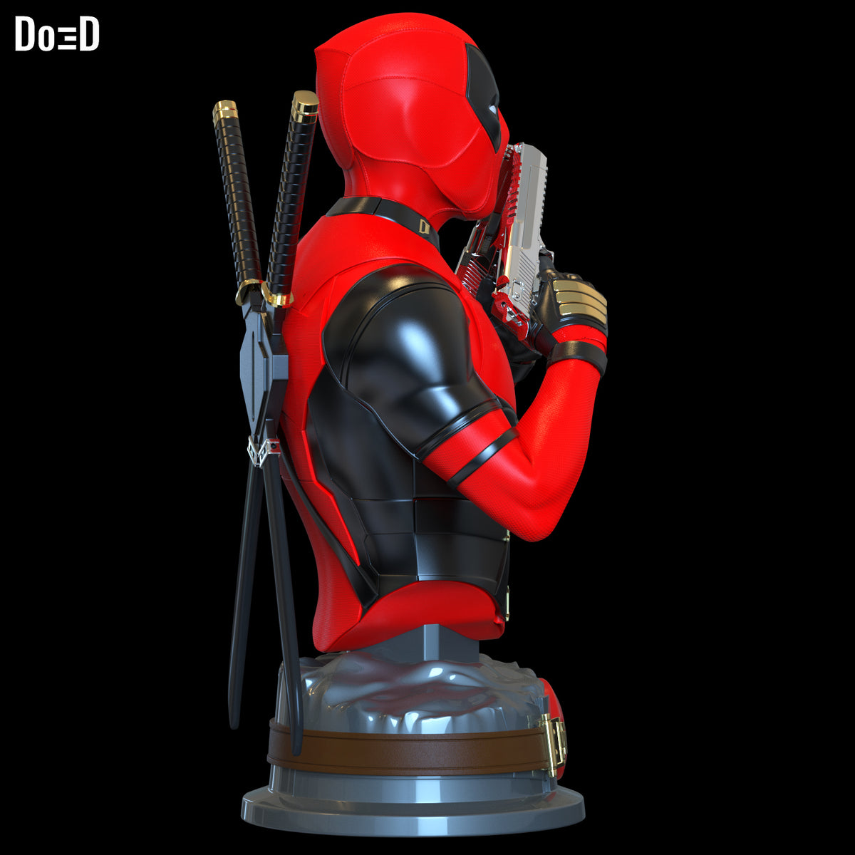 Gun Sniffing Deadpool Bust Life Size 1:1 Statue Figure 3DPrintable Model #DS155