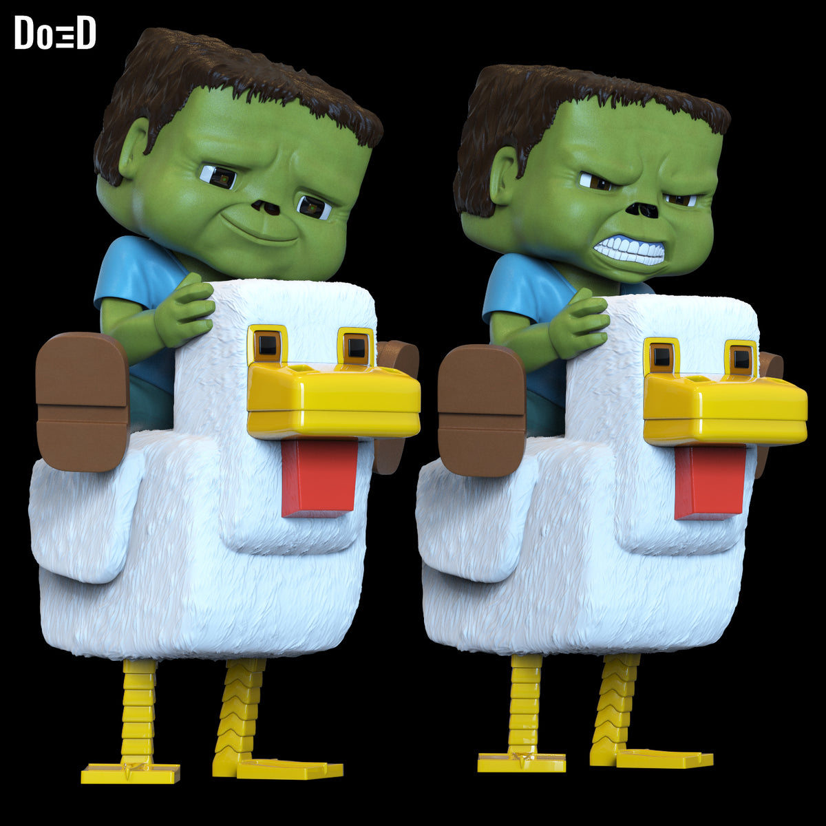BUNDLE Chicken Jockey Statue Life Size or Any Scale Minecraft Movie 3D Model #CB