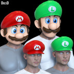 Bundle: Super Mario Movie Cosplay Luigi Mario Helmets Cap | 3D Print Model #MB78