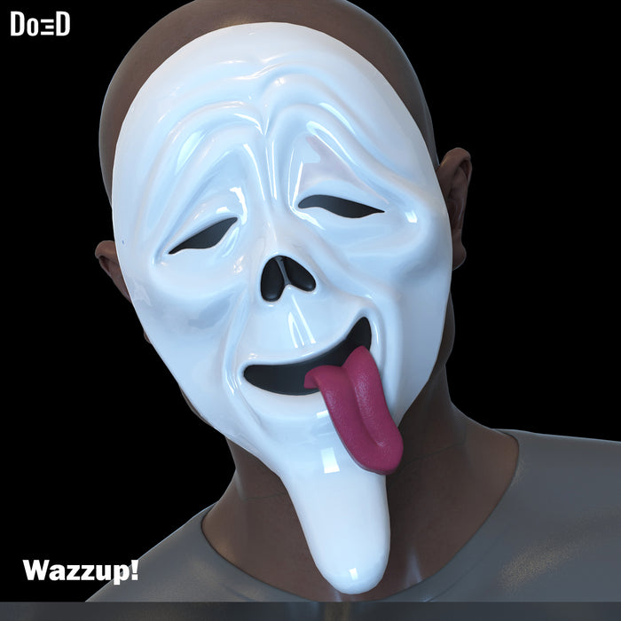 Wazzup Ghostface Mask Scary Movie High Tongue Out 3D Printable Model STL #GFS628
