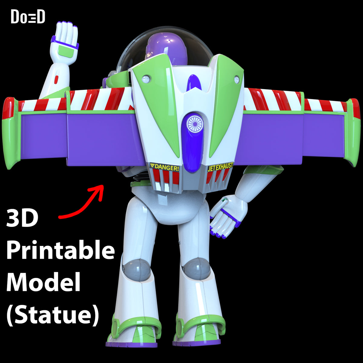 Buzz Lightyear Statue Waving Hi 1/12 or Larger Scale Life Size 3D Model #BLH23