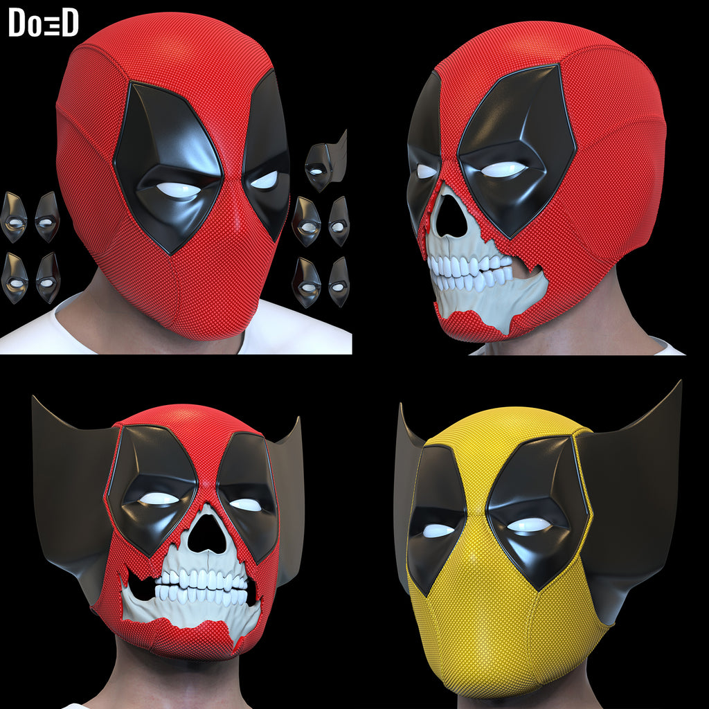 Bundle: Deadpool 3 Helmet + Wolverine Ear & Skull 3D Printable Model STL #D2619
