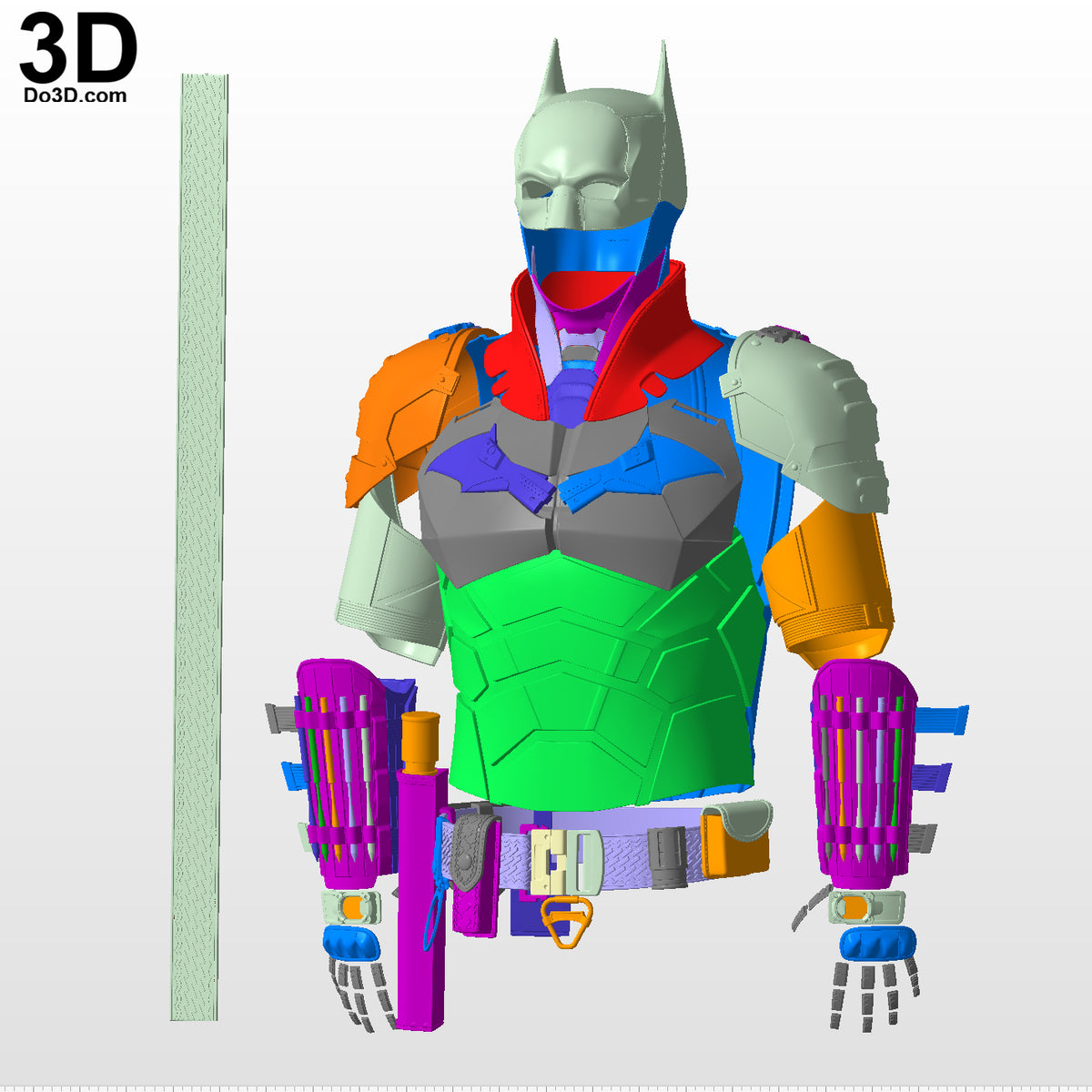 The Batman Full Set Cowl, Armors, Holster, Utility Belt 3D Printable Model #TB69