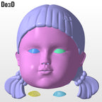 Young-hee The Doll Wearable Helmet Hair & Mask Squid Game 3D Model STL File #Y18