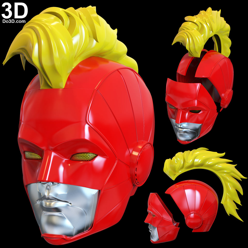 Captain Marvel Helmet + Mohawk Concept | 3D Printable Model #4547