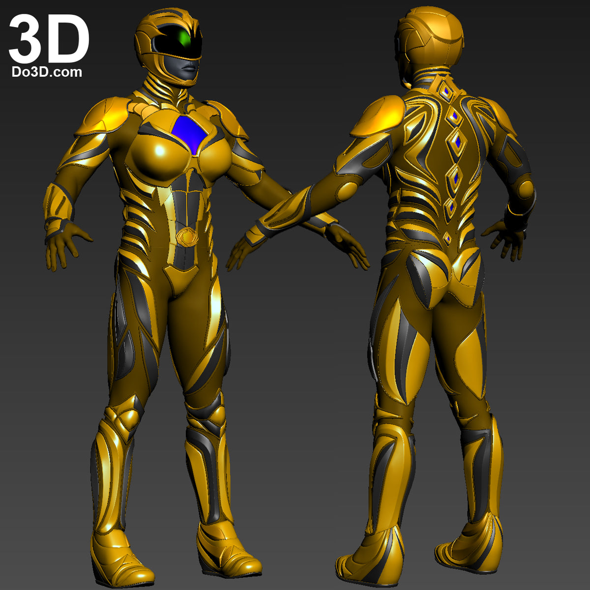 3D Printable Model: Yellow Ranger 2017 Power Rangers Helmet + Full Armor #2387