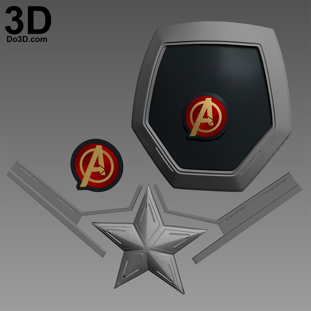Captain America Shoulder Armor, Chest Star Avengers Emblem | 3D Project #640