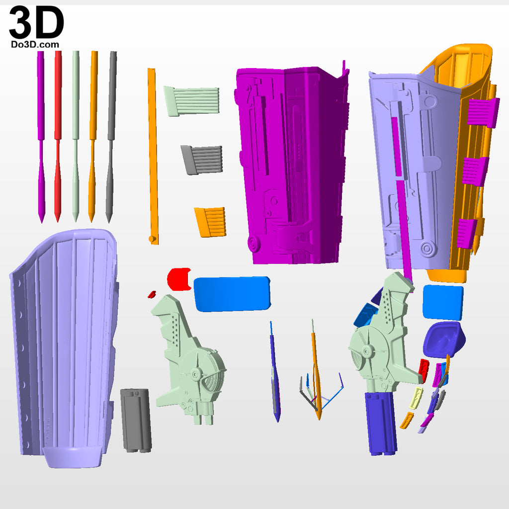 Batman Gauntlet with grapple gun with hinges and slider 3D Printable Model #TB71