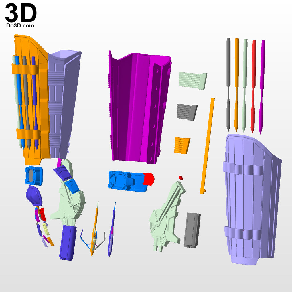 Batman Gauntlet with grapple gun with hinges and slider 3D Printable Model #TB71