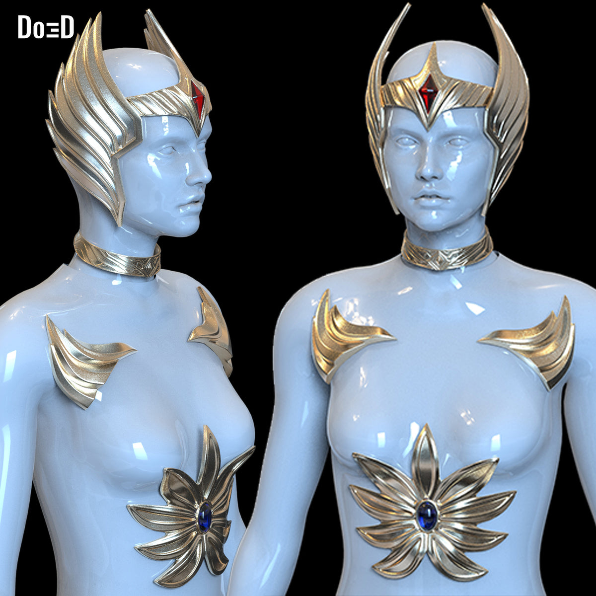 She-Ra Crown / Headpiece & Torso Armors MOTU SheRa 3D Printable Model STL #SHT22