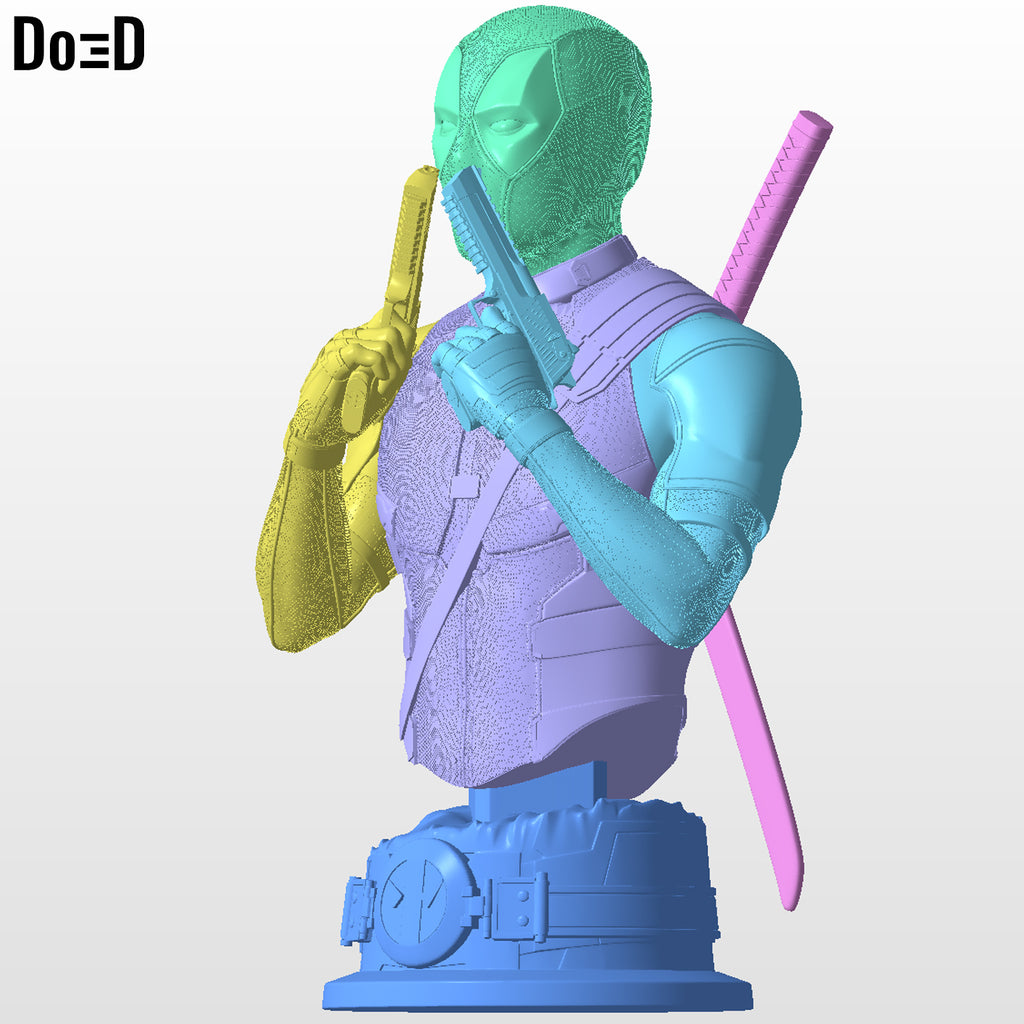 Gun Sniffing Deadpool Bust Life Size 1:1 Statue Figure 3DPrintable Model #DS155