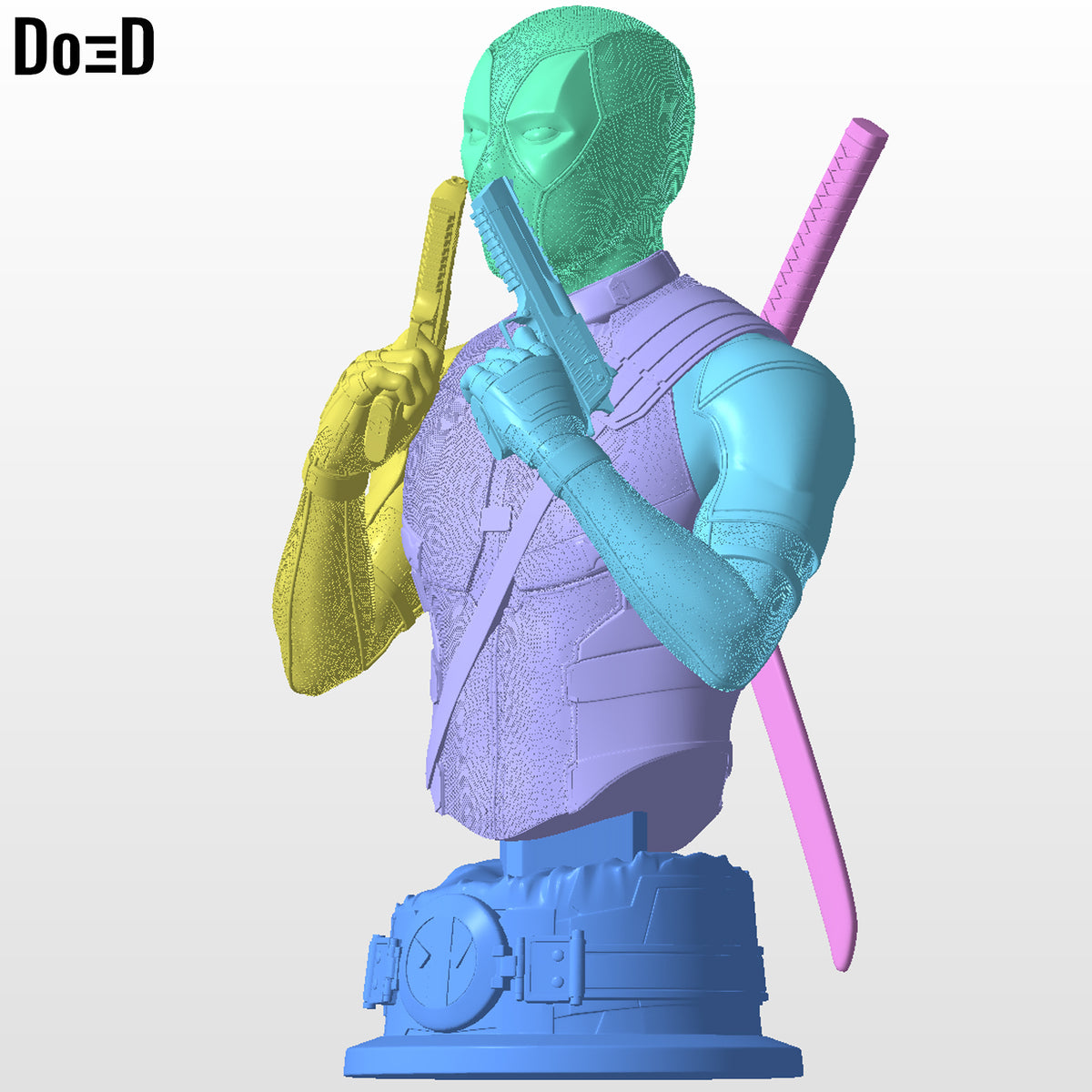 Gun Sniffing Deadpool Bust Life Size 1:1 Statue Figure 3DPrintable Model #DS155