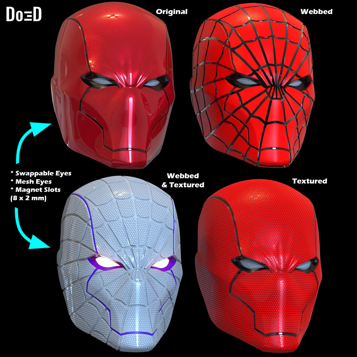 Bundle of Red Hood Rebirth SpiderHood Helmets 3D Printable Model #PST2