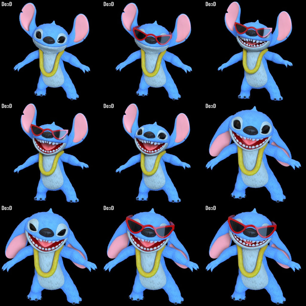 Stitch Life-Size 1:1 Scale Standing Statue Swappable Hula, Surfing Poses ST#SS16