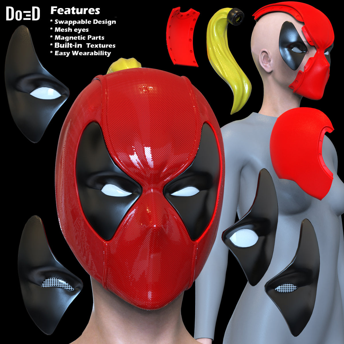 Lady Deadpool helmet | 3D printable model file #LD19