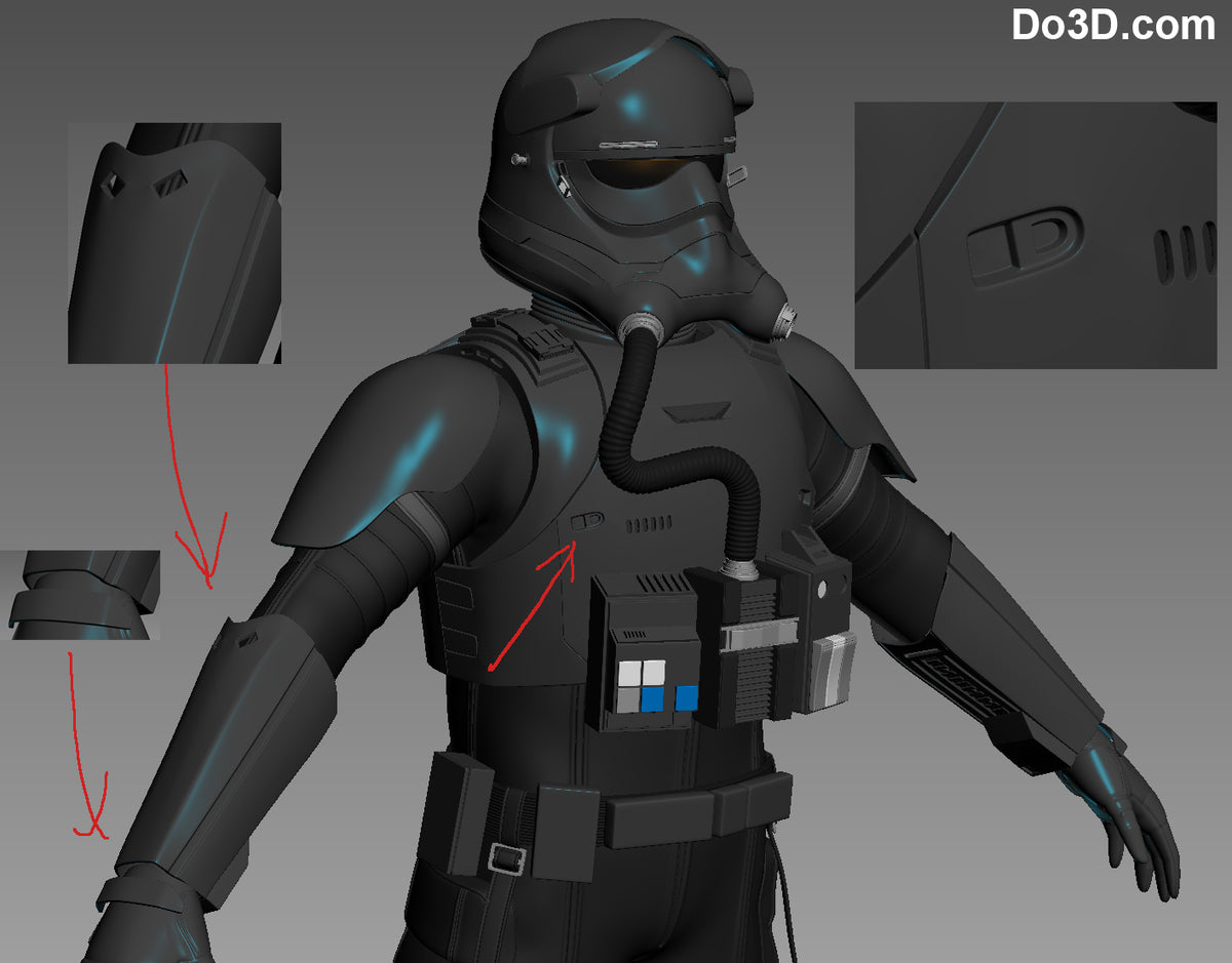 Tie Pilot Costume from Star Wars TFA | 3D Model Project #28